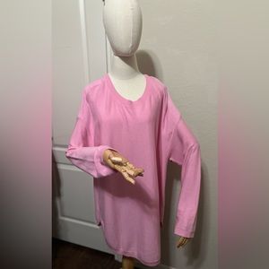 #46 NWT Talbots Sweater Pink CottonCashmere Long Sleeve Tunic Key Hole Round Hem